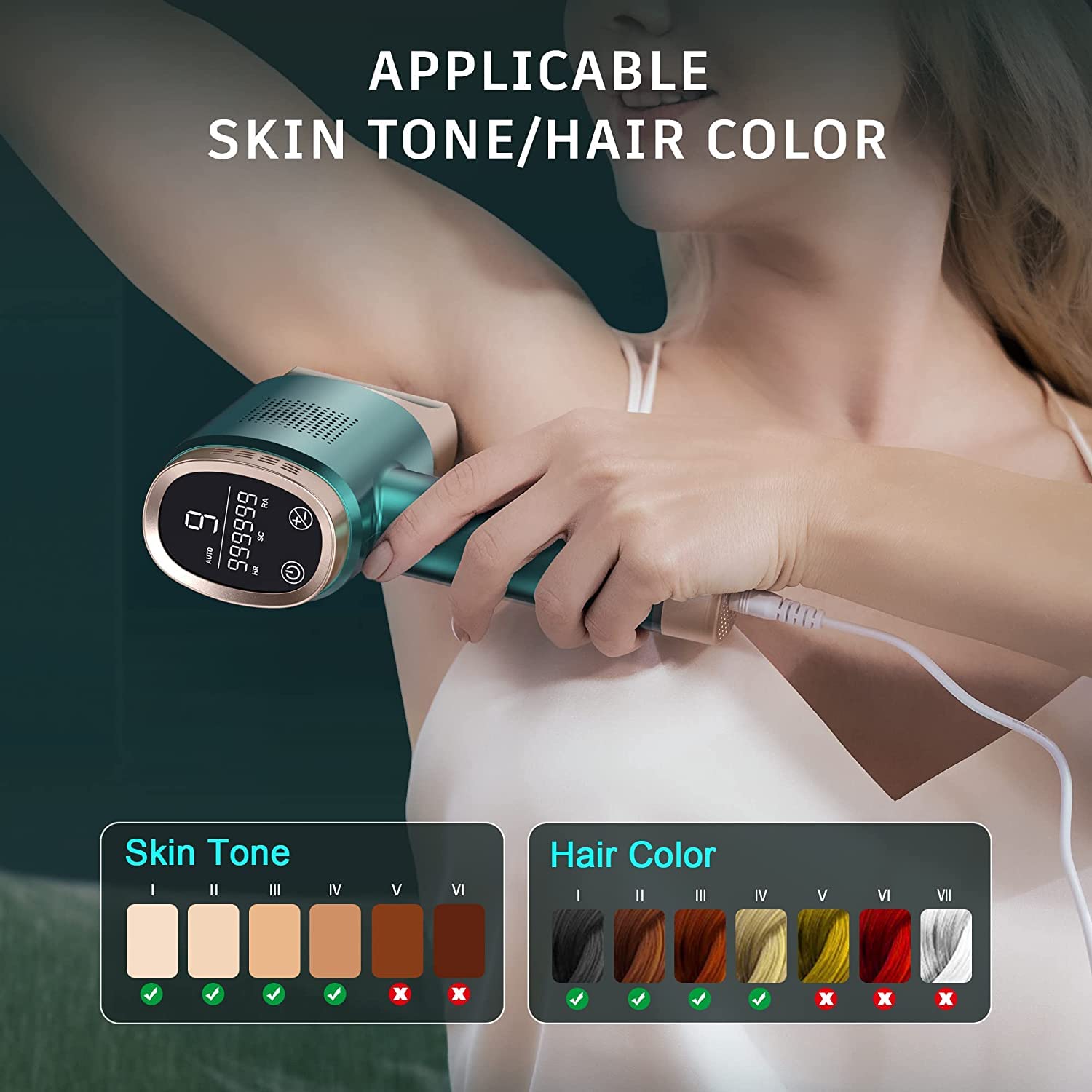 IPL At-Home Hair Removal for Women And Men, Aopvui Laser Permanent Hair Removal Device for Face Arm Leg Back Whole Body Use