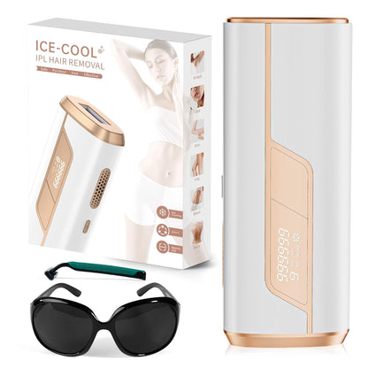 Laser Hair Removal for Women Permanent, IPL Hair Removal Device with Painless Ice Cooling, HR SC RA Functions, 9 Levels, 2 Modes, 999900 Flashes IPL Laser Hair Removal Kit with Shaver, Goggles